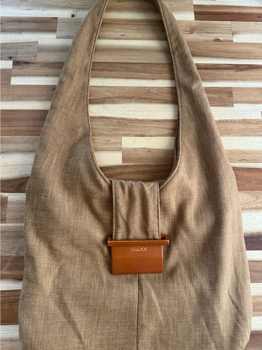 Maxx New York Tan Hobo Bag with Brown Accent